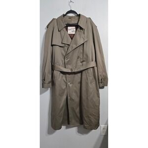 V#72 Royal Castle Men's Tan Double Breasted Trench Coat Belted Size 44 Regular